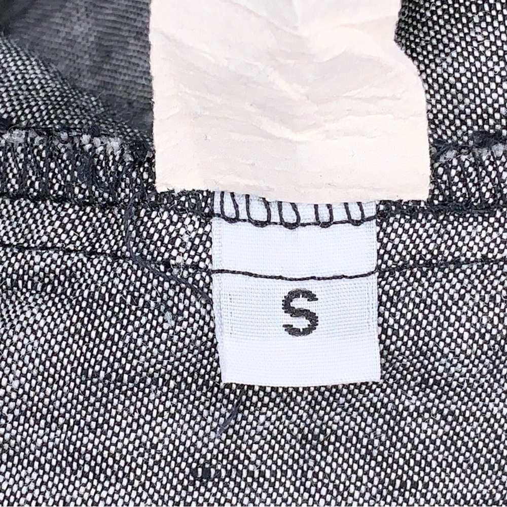 Small Willow Slate Grey Blue Linen Long Sleeve Top Plunge Vneck Design Goth Boho - Picture 15 of 16